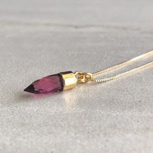 SALE Oxblood 14K Gold Crystal Pendant Necklace